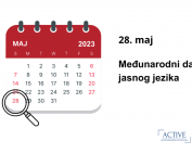 Na slicici je kalnendar sa lupom preko 28. maja kako bi se istaklo da je danas Međunarodni dan jasnog jezika