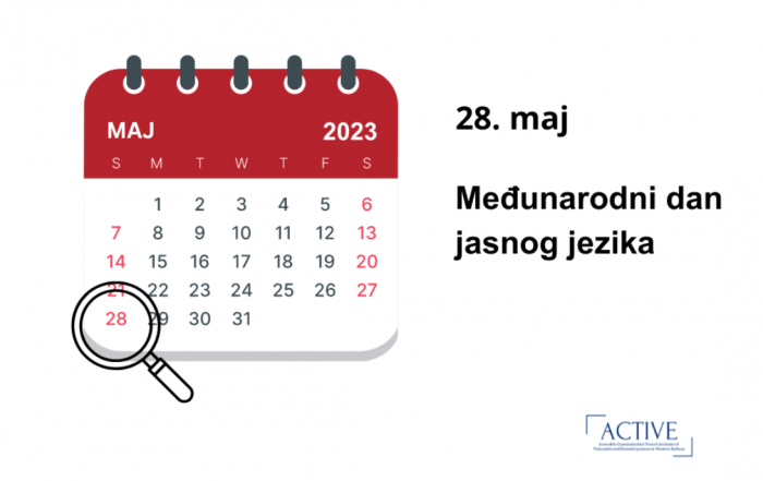 Na slicici je kalnendar sa lupom preko 28. maja kako bi se istaklo da je danas Međunarodni dan jasnog jezika